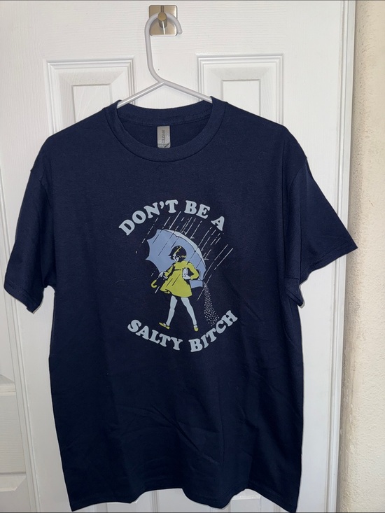Gildan Tops - Graphic Navy Tee with Yellow Accent - "Don't Be A Salty B**ch"